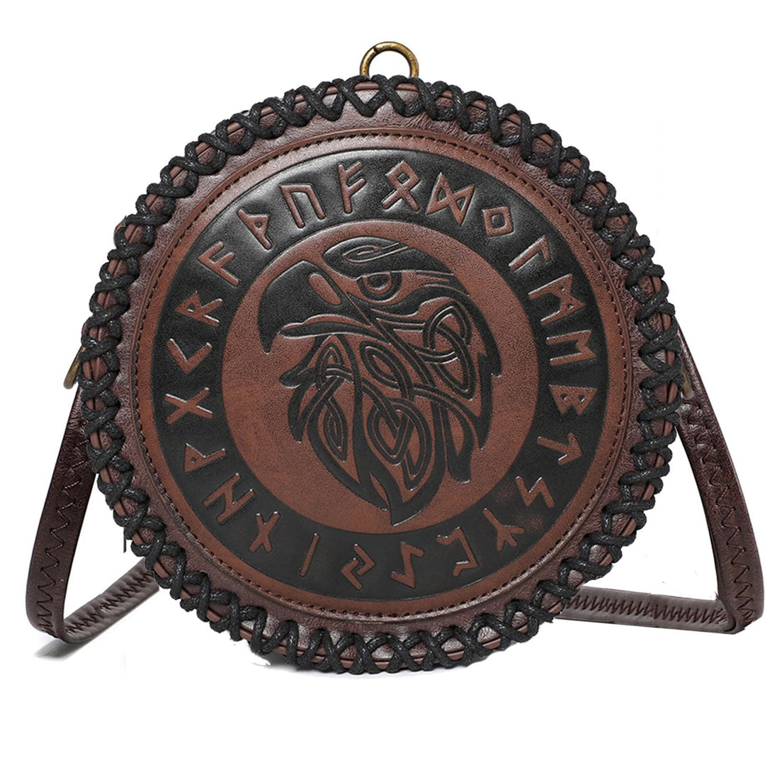 WorldNorse Viking Rune Eagle Embossed Crossbody Bag - Dark Brown - image 0