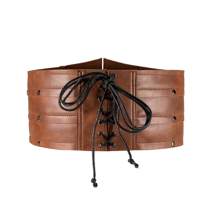 WorldNorse Women Dangling Chain Spike Lace Up Waistband - image 3