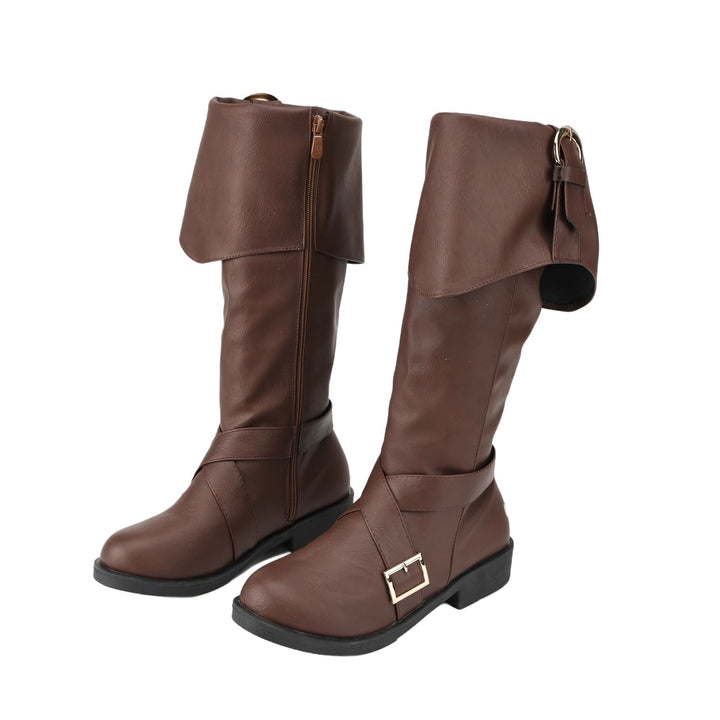 WorldNorse Stylish Buckle Fold Down Boots - Light Brown - US 13 - image 2