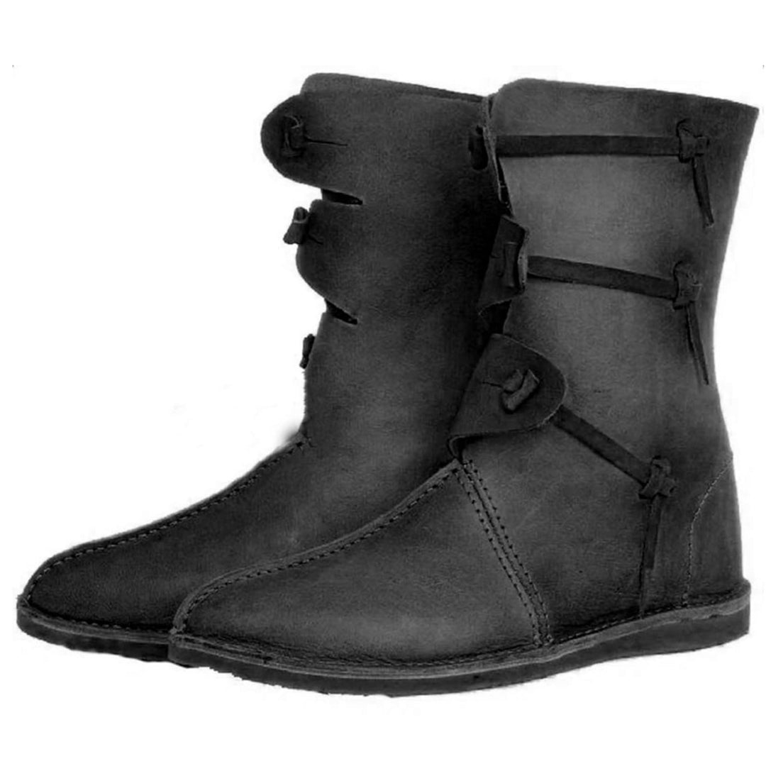 WorldNorse Rustic Leather Pull On Boots - Black - US 13 - image 0