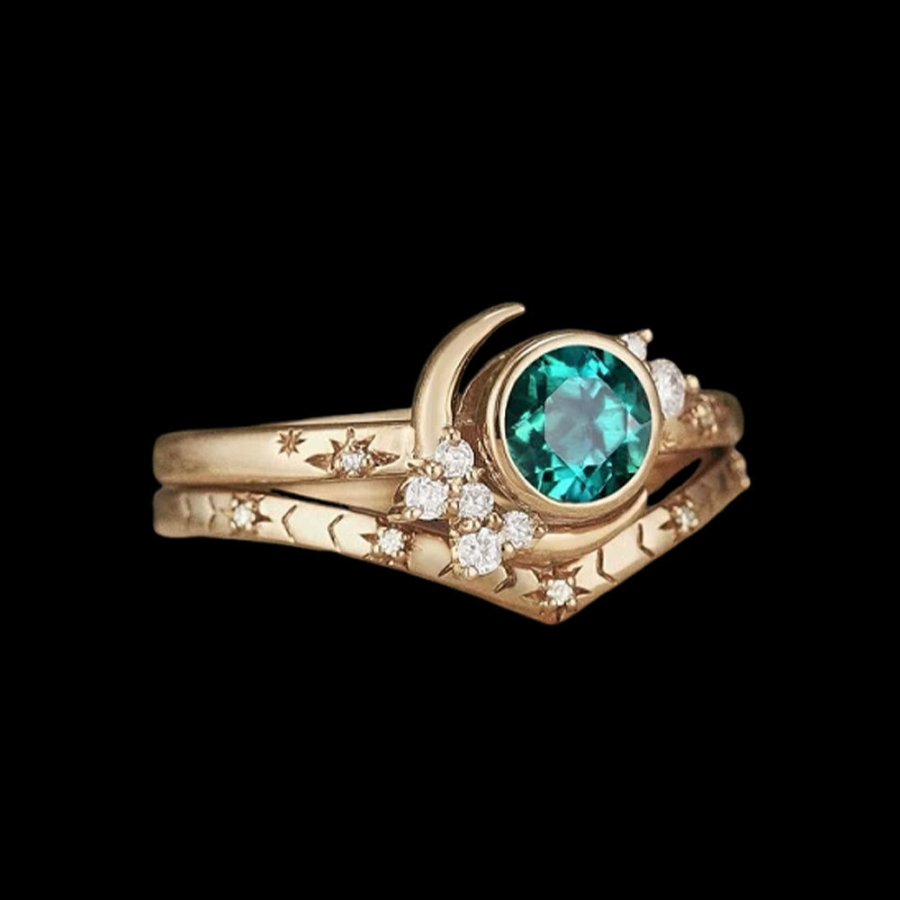 FREE Today: Moonlit Star Emerald Ring Set - US 10 - image 0