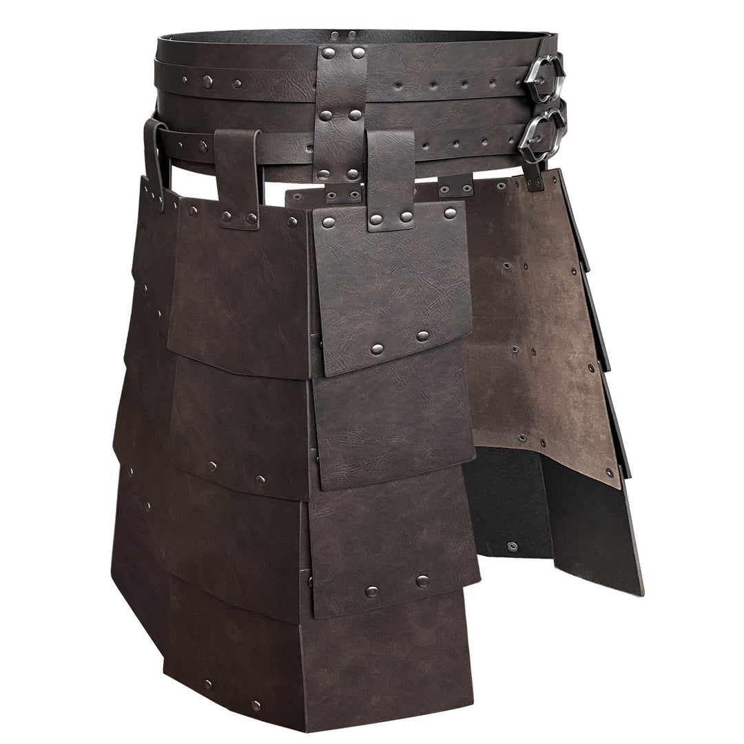 WorldNorse Edgy Multi Plate Riveted Skirt Armor - Brown - image 5