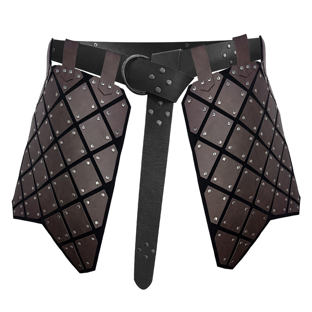 WorldNorse Vintage Geometric Studded Skirt Armor - Dark Brown - image 0