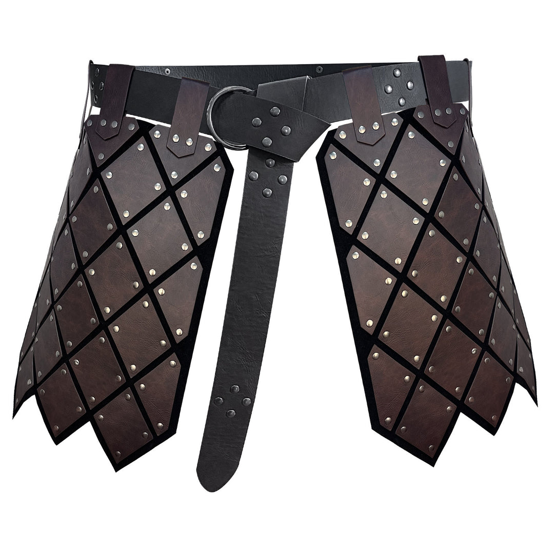 WorldNorse Medieval Leather Diamond Skirt Armor - Dark Brown - image 3