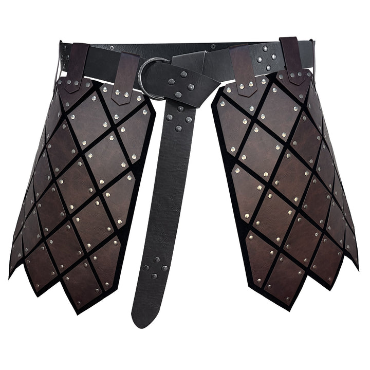 WorldNorse Medieval Leather Diamond Skirt Armor - Dark Brown - image 3
