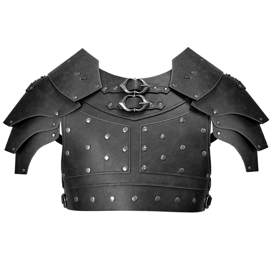 WorldNorse Medieval Double Buckle Pauldron  - Black - image 4