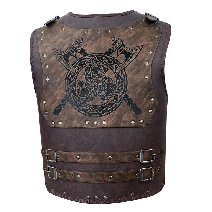 WorldNorse Vintage Celtic Knot Dragon Chest Armor - Viking Axe - Brown - image 3