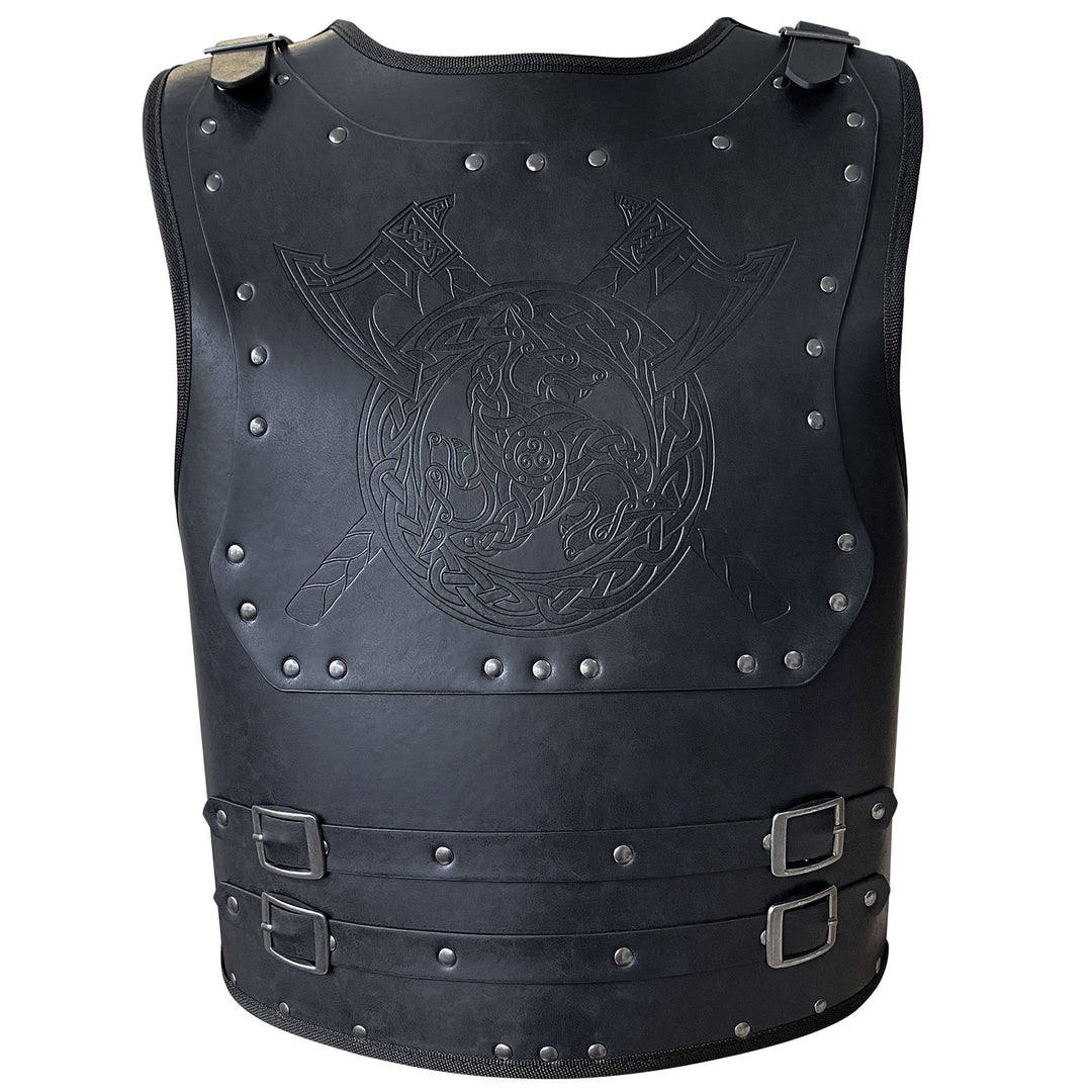 WorldNorse Vintage Celtic Knot Dragon Chest Armor - Viking Axe - Black - image 5