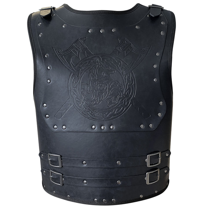 WorldNorse Vintage Celtic Knot Dragon Chest Armor - Viking Axe - Black - image 5
