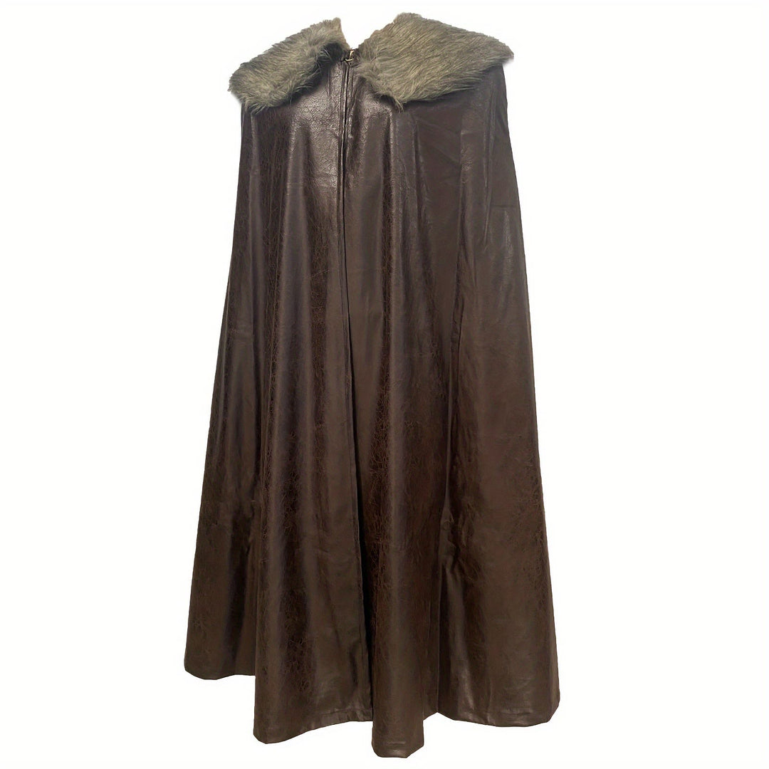 WorldNorse Vintage Fur Collared Cosplay Cloak - Dark Brown - L - image 5