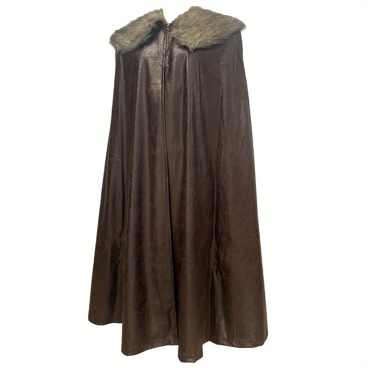 WorldNorse Vintage Fur Collared Cosplay Cloak - Dark Brown - L - image 5