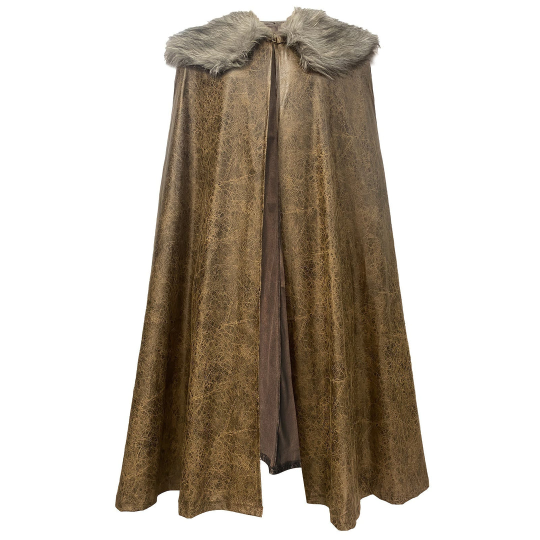 WorldNorse Vintage Fur Collared Cosplay Cloak - Light Brown - L - image 0