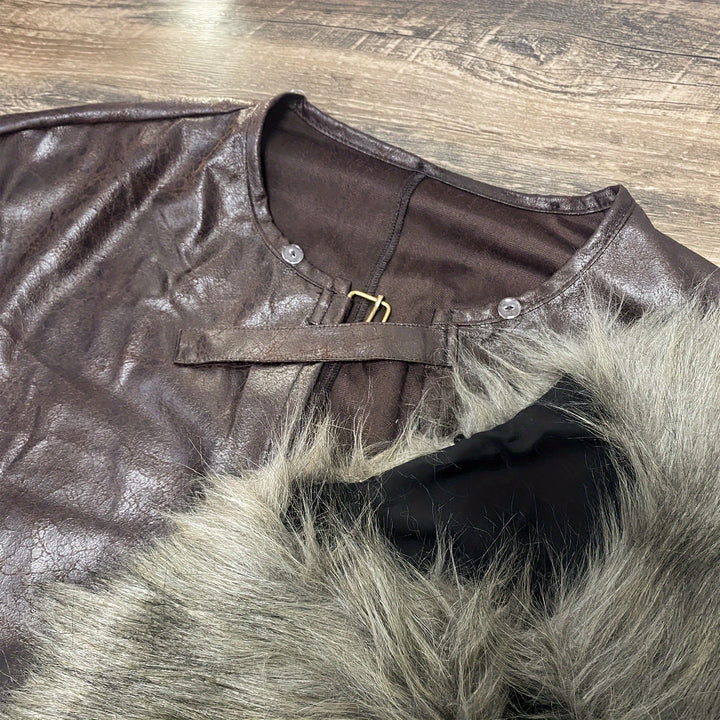WorldNorse Vintage Fur Collared Cosplay Cloak - image 8