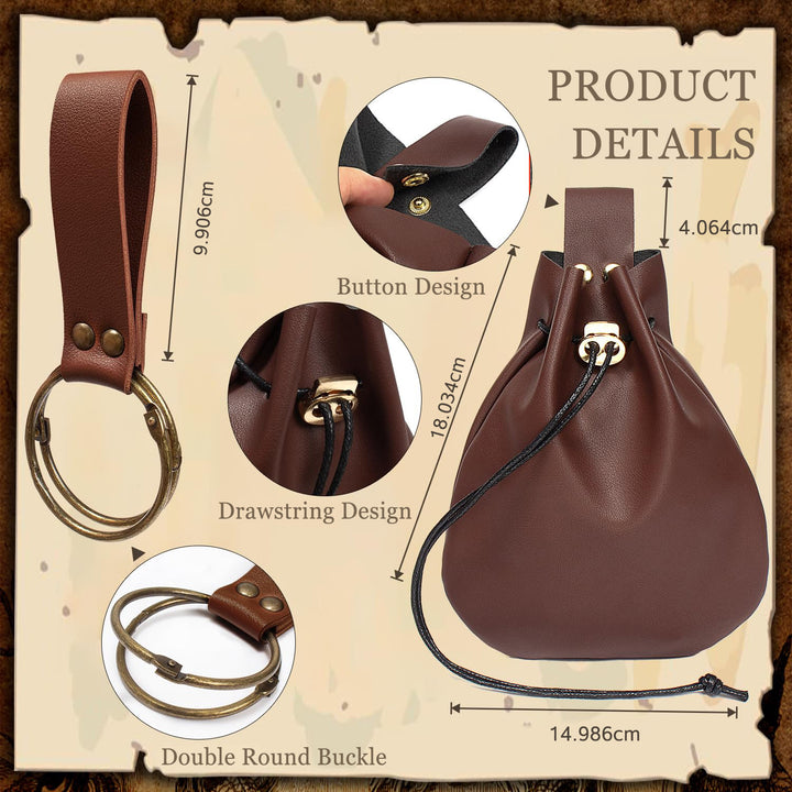 WorldNorse Medieval Leather Strapped Potion Flask Bag & Belt - image 4