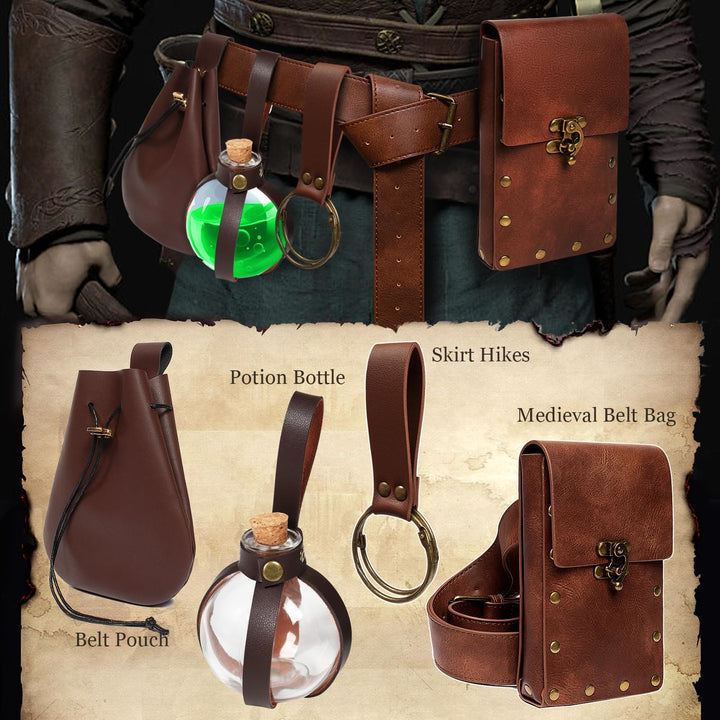 WorldNorse Gothic Potion Bottle Leather Riveted Bag & Belt - image 7