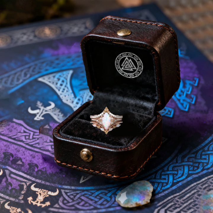 FREE Today: Marquise Opal and Emerald Three-Piece Ring Set - image 10