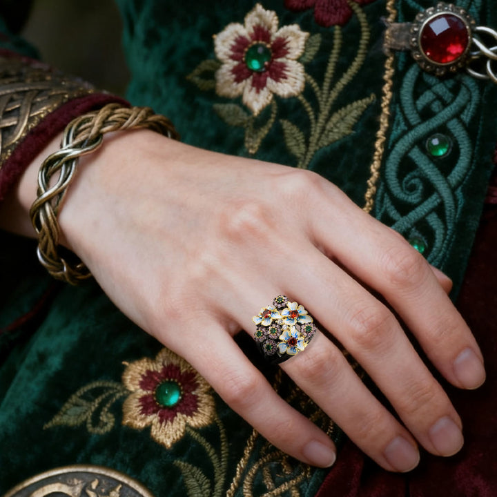 FREE Today: Flower Ruby & Emerald Black Ring - image 1