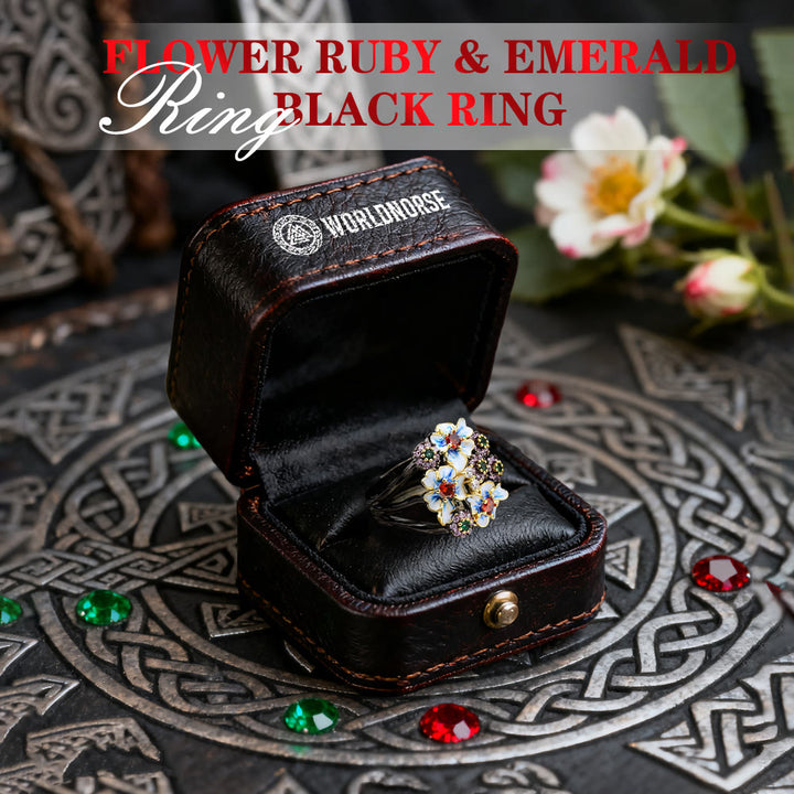 FREE Today: Flower Ruby & Emerald Black Ring - image 2