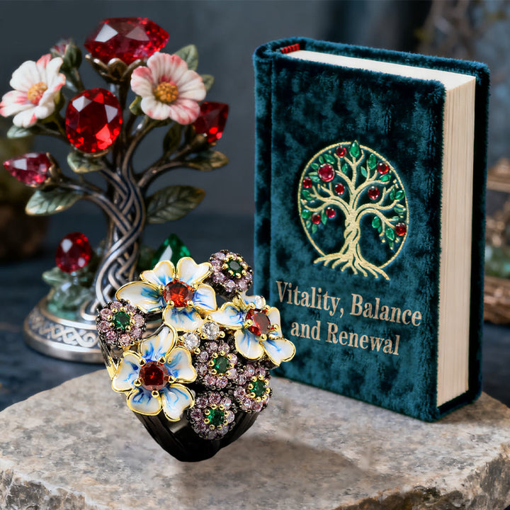 FREE Today: Flower Ruby & Emerald Black Ring - image 3
