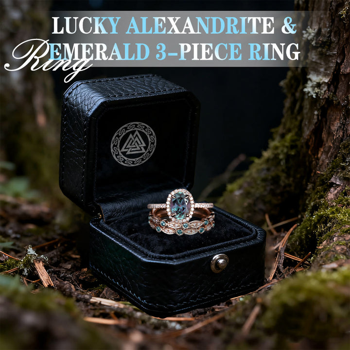 FREE Today: Lucky Alexandrite & Emerald 3-piece Ring - image 2
