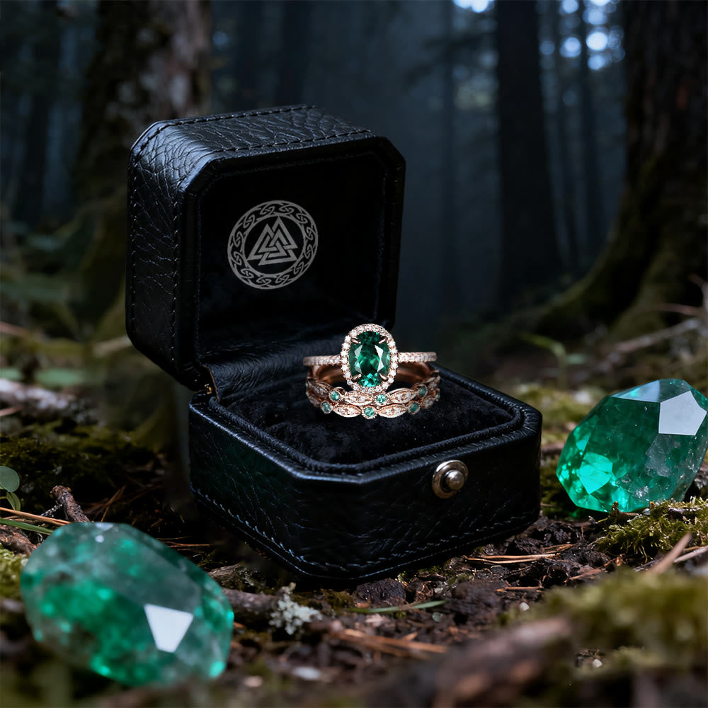 WorldNorse Lucky Alexandrite & Emerald 3-piece Ring - image 9