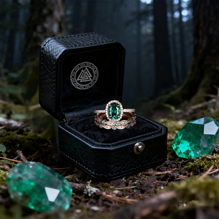 WorldNorse Lucky Alexandrite & Emerald 3-piece Ring - image 9