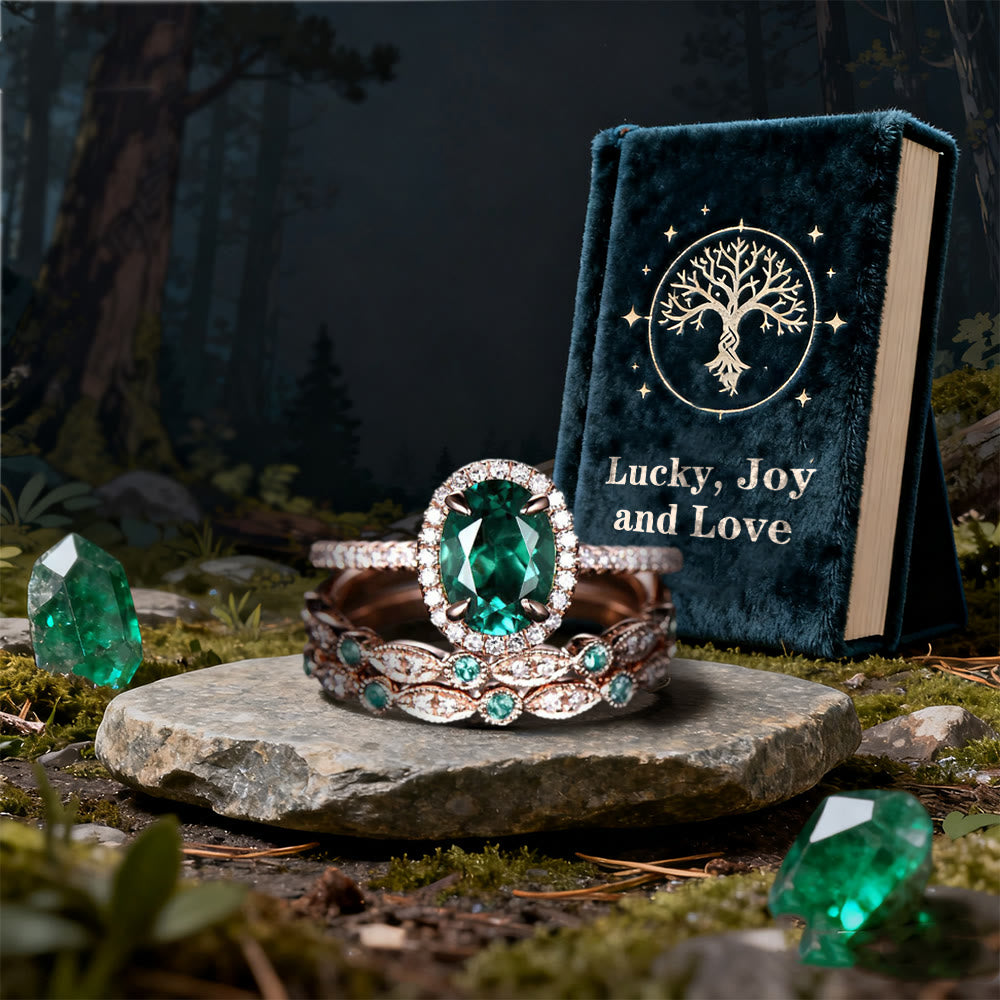 WorldNorse Lucky Alexandrite & Emerald 3-piece Ring - image 8