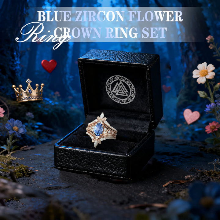 WorldNorse Blue Zircon Flower Crown Ring Set - image 2