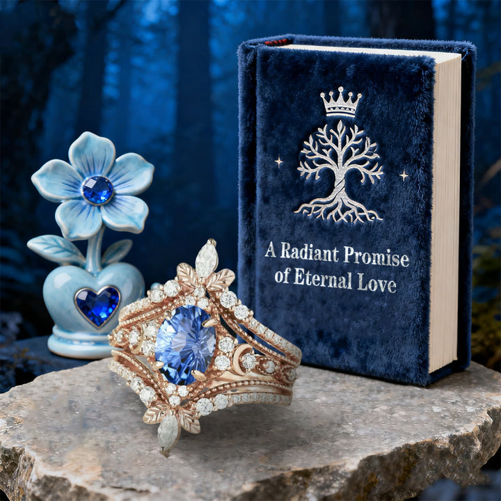WorldNorse Blue Zircon Flower Crown Ring Set - image 3