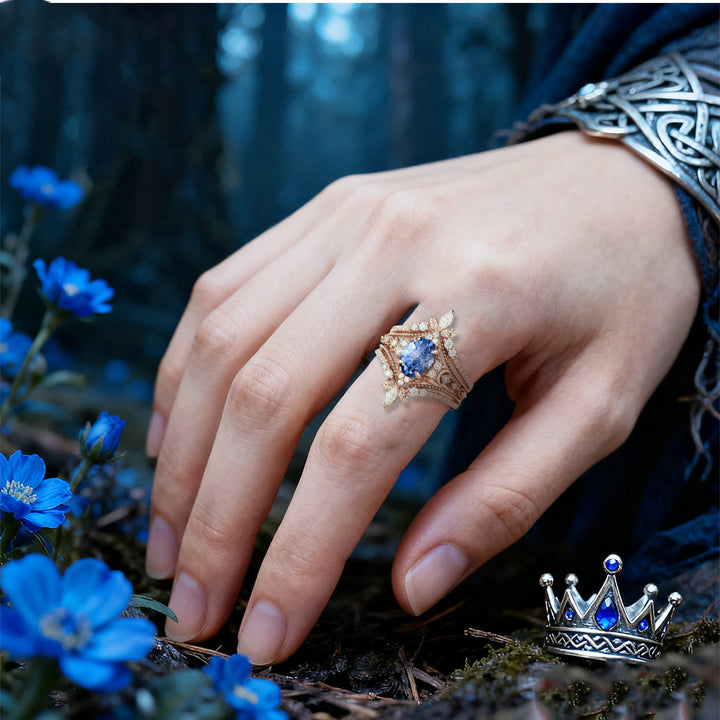 WorldNorse Blue Zircon Flower Crown Ring Set - image 1