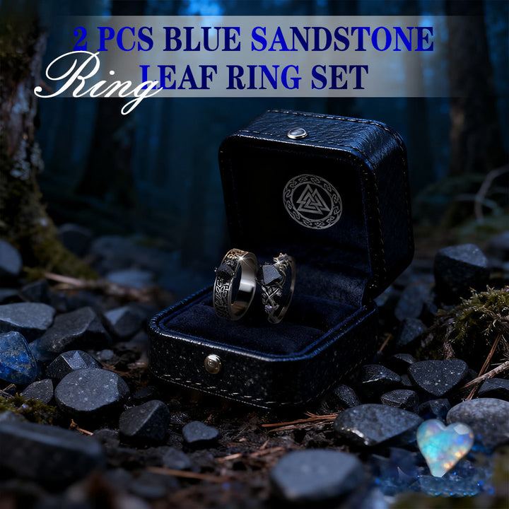 FREE Today: 2 Pcs Blue Sandstone Leaf Ring Set - image 2