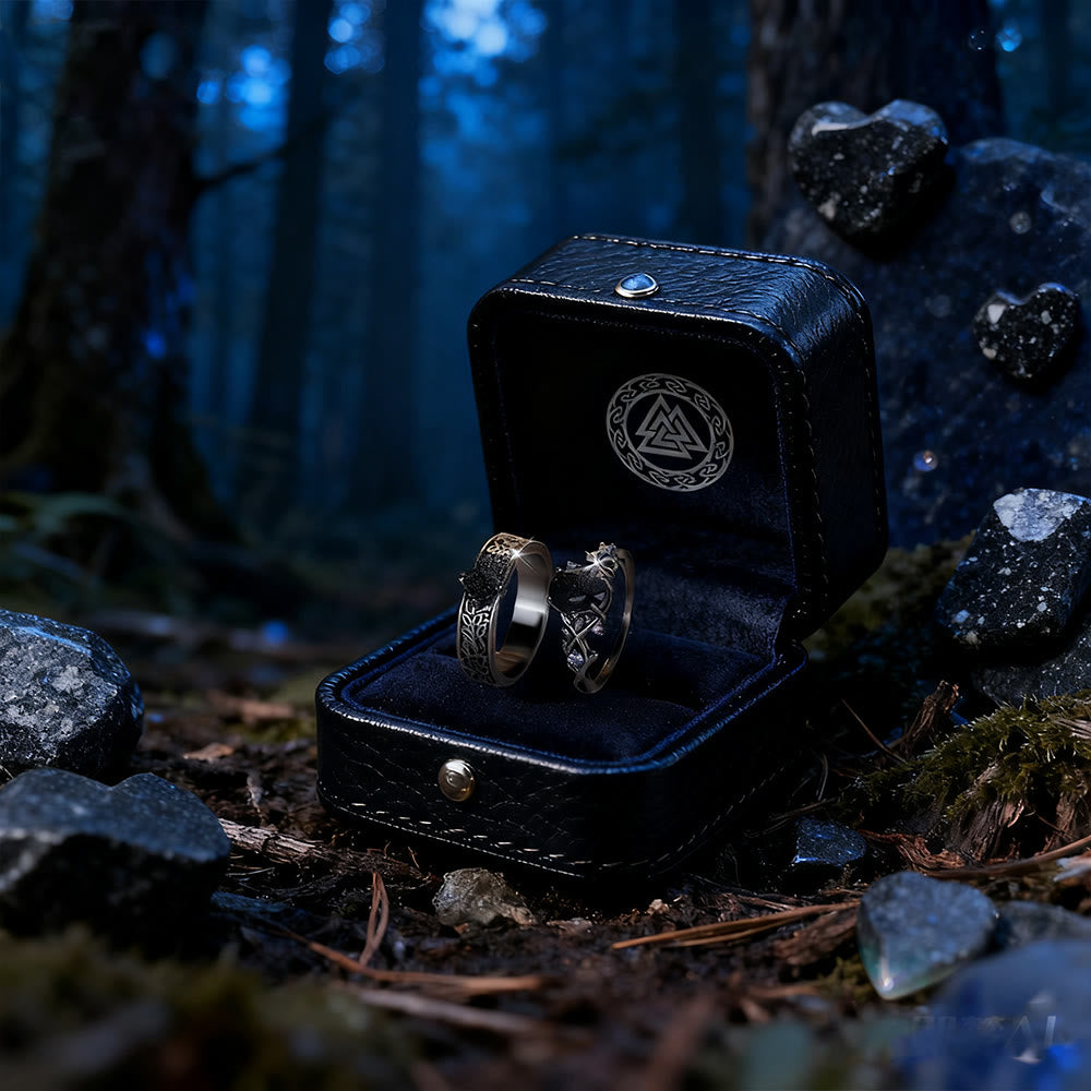 WorldNorse 2 Pcs Blue Sandstone Leaf Ring Set - image 4