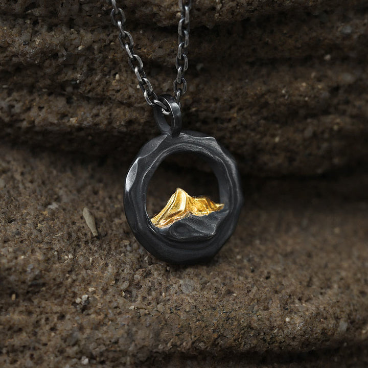 WorldNorse 999 Sterling Silver Gold Accented Mountain Necklace - image 0