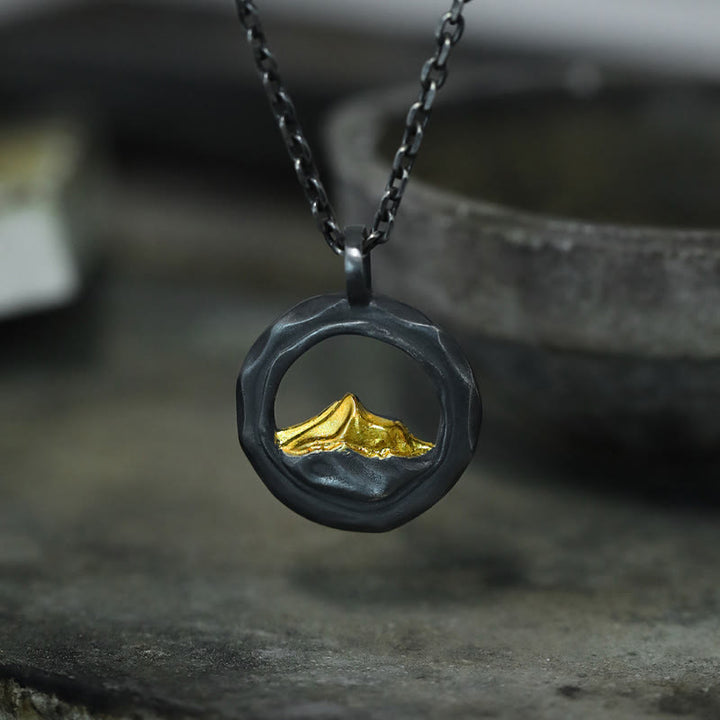 WorldNorse Handcrafted 999 Silver Gold Accented Mountain Necklace - image 3