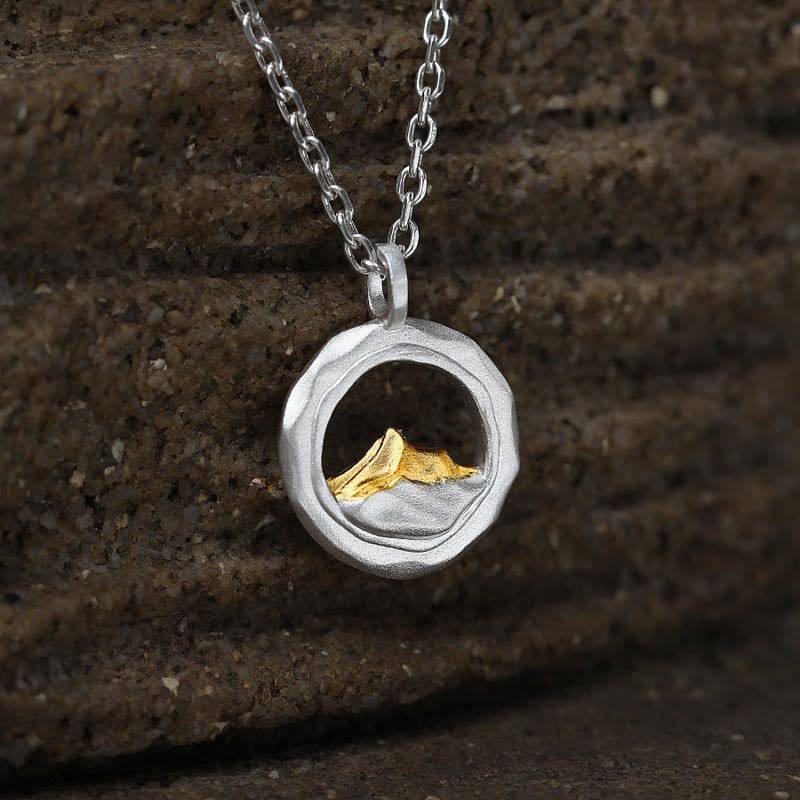 WorldNorse 999 Sterling Silver Gold Accented Mountain Necklace - image 2