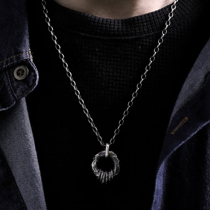 WorldNorse 999 Sterling Silver Medieval Hammered Ring Necklace - image 1