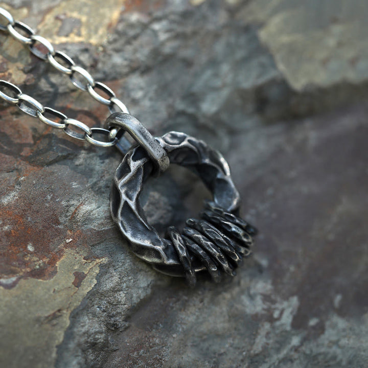 WorldNorse 999 Sterling Silver Medieval Hammered Ring Necklace - image 0