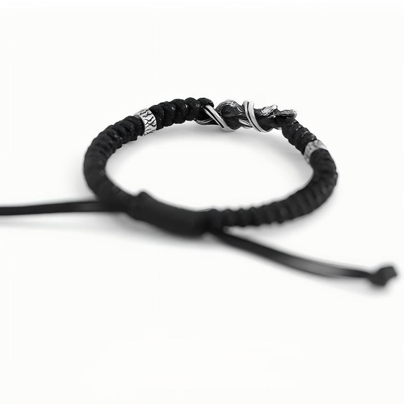 WorldNorse 999 Sterling Silver Dragon Braided Bracelet - Black - image 4