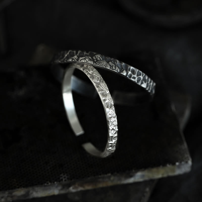 WorldNorse Handcrafted 999 Silver Medieval Mountain Engraved Bracelet - image 4