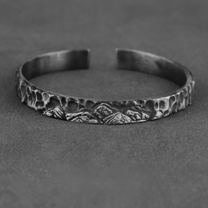 WorldNorse 999 Sterling Silver Medieval Mountain Engraved Bracelet - Retro Black - image 6