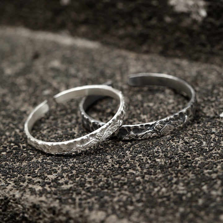 WorldNorse Handcrafted 999 Silver Medieval Mountain Engraved Bracelet - image 0