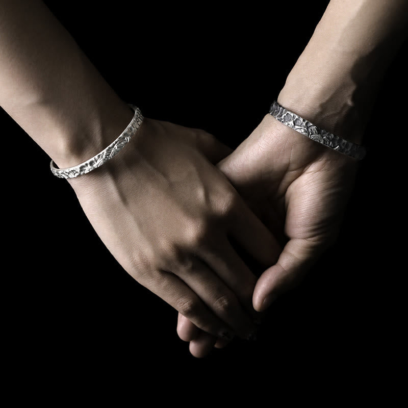 WorldNorse Handcrafted 999 Silver Medieval Mountain Engraved Bracelet - image 1