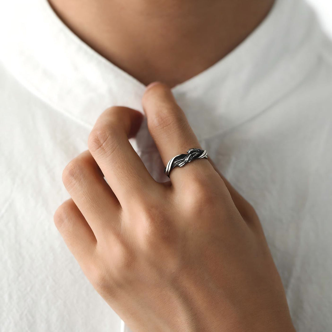 WorldNorse 999 Sterling Silver Gothic Textured Branch Ring - image 1