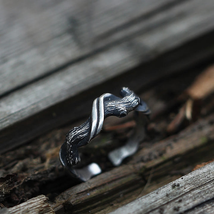 WorldNorse Handcrafted 999 Silver Gothic Textured Branch Ring - image 0
