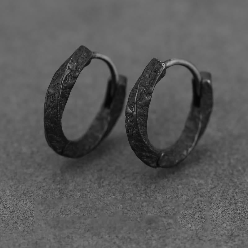 WorldNorse Handcrafted 925 Silver Viking Textured Black Hoop Earrings - A Pair - image 5