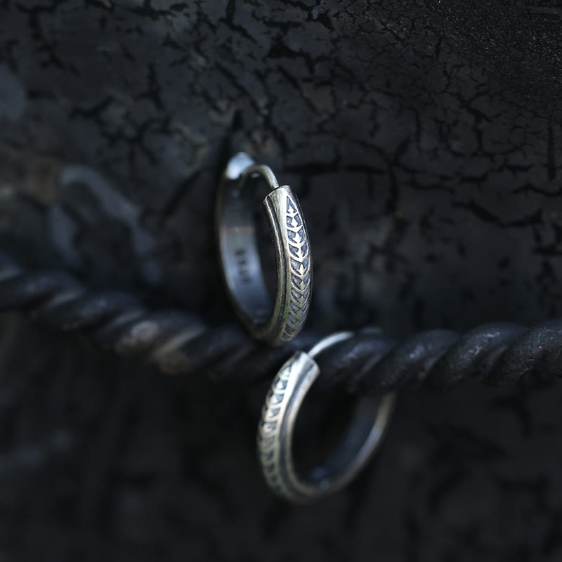 WorldNorse 925 Sterling Silver Gothic Engraved Silver Earrings - image 2