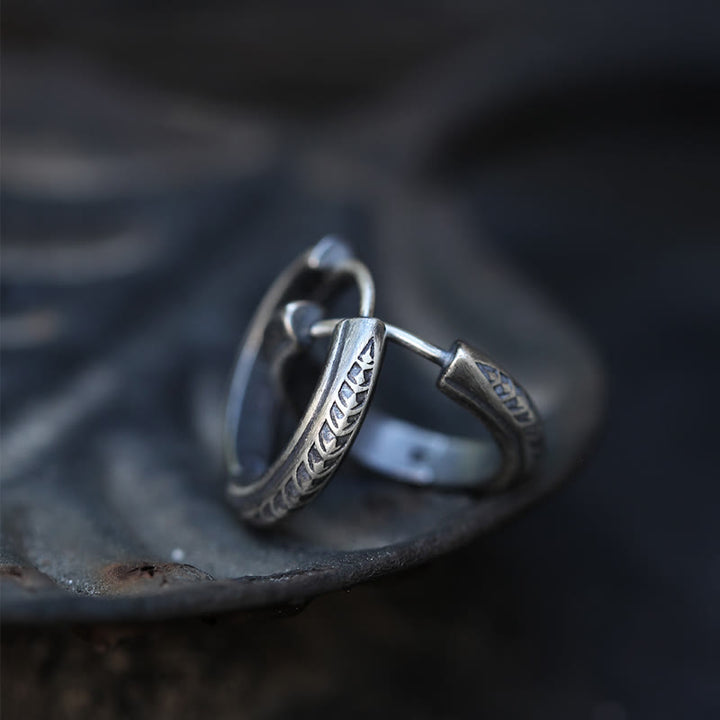 WorldNorse 925 Sterling Silver Gothic Engraved Silver Earrings - image 1