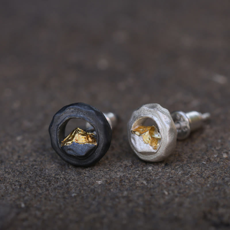 WorldNorse Handcrafted 999 Silver Handmade Gold Mountain Earrings - image 5