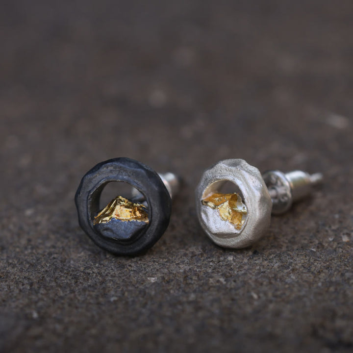 WorldNorse 999 Sterling Silver Handmade Gold Mountain Earrings - image 5