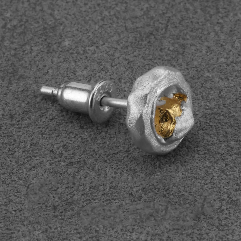 WorldNorse Handcrafted 999 Silver Handmade Gold Mountain Earrings - Silver White Single - image 3